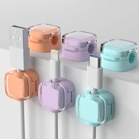 Juego de 6 organizadores magnéticos para cables, organizador de cables magnéticos para escritorio, soporte adhesivo para cables de cargador (colores variados) (1/5)