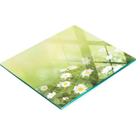 Tagliere da cucina decorativo in vetro con grafica a margherite, 60x52 cm (1/5)