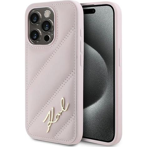 Karl Lagerfeld KLHCP15XPQDSMGP iPhone 15 Pro Max 6,7 Zoll pink/pink Hardcase Diagonal Quilted Script (1/5)