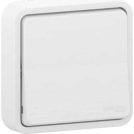 Schneider Electric – Bouton poussoir encastré étanche IP55 – Résistance IK08 – En polycarbonate pour environnements humides – Installation propre et esthétique
