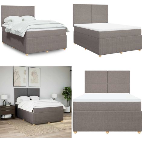 Sommier à lattes de lit avec matelas Taupe 140x190 cm Tissu - Sommier - Matelas à ressorts ensachés (1/5)