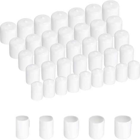 100 x Rubber End Caps 12.5 mm 15.5 mm 19 mm 22 mm 25 mm White Round Protective Screw Covers Thread Protectors (1/5)