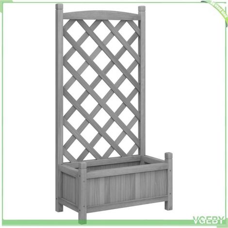 Jardinière avec treillis - FAFEICY - 365486 - Bois sapin massif - Gris - 55 x 29,5 x 110 cm (1/5)