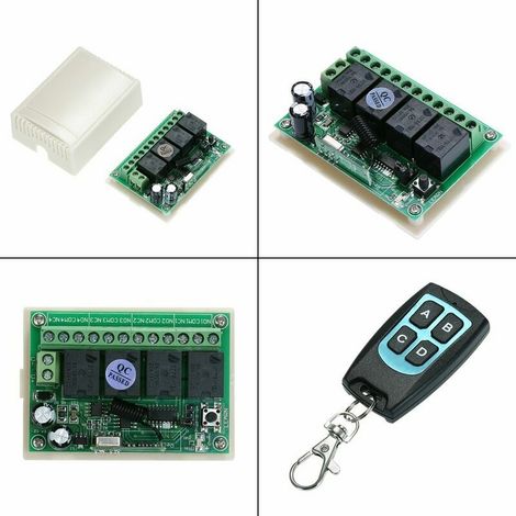 Contrôleur DC 12V 4 voies + interrupteur de télécommande 4 touches 433Mhz 1527 puce avec 2 télécommandes AK-RK04S-II + AK-FS04A 2 V3.0