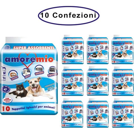 Amore mio tappetini igienici per cani cm 60x60 basic con polimeri 10 confezioni da 10 tappetini (1/3)
