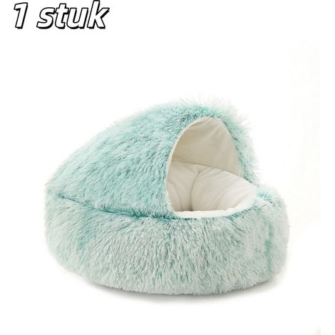 pièce - Panier pour chat - Semi-fermé - Panier pour chat en forme de coquillage - Chaud - Convient à toutes les saisons - Velours courte - Convient aux chats et aux chiens - Diamètre 50 cm - Vert (1/5)
