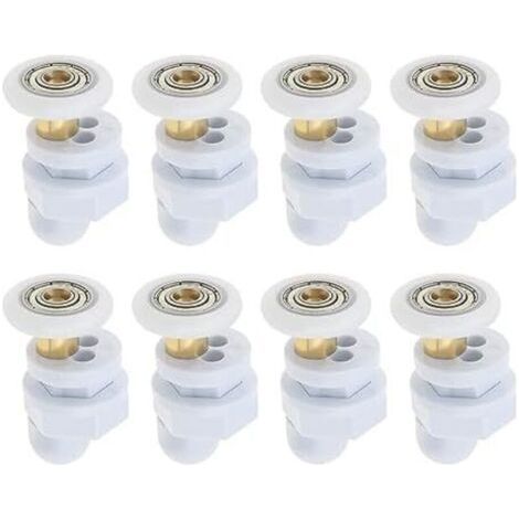 23 mm Lot de 8 roulettes de porte de douche coulissante en verre ultra silencieuses de de diamètre pour porte de douche, hammam (1/4)