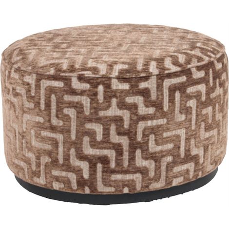 Pouf rond motif labyrinthe chaleureux - marron labyrinthe (1/2)