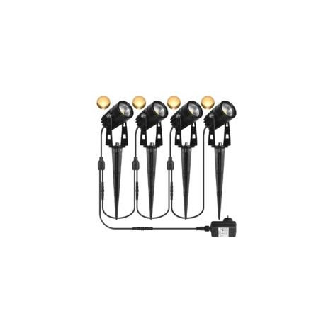 IP65 wasserdichte LED-Erdspießleuchte – 4er-Pack 3 W warmweiße LEDs (3000 K, 1440 lm) – Einfache Montage mit Erdspießen – Für die Außenbeleuchtung – Crezuo