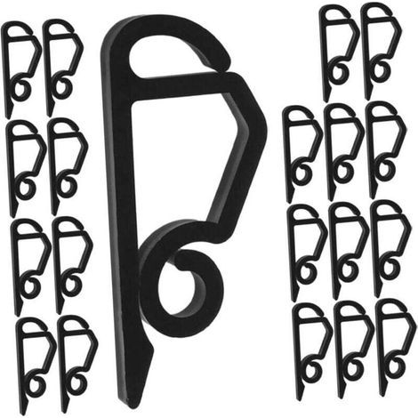 20 pezzi di ganci in plastica nera per grondaie, clip per luci di Natale e Halloween, ganci per esterni per decorazioni di tetti e alberi, facili da installare e resistenti. (1/4)