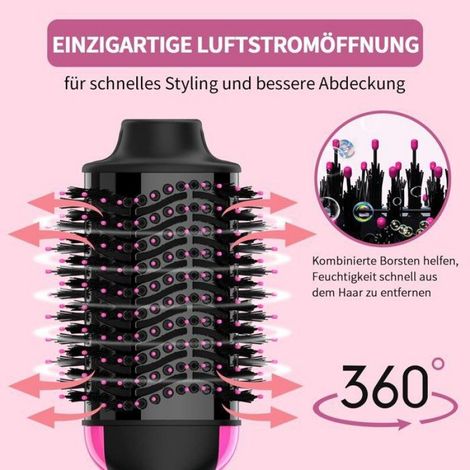 Spazzola ad aria calda 4 in 1 - 1 pezzo, rotonda, asciugacapelli + styler + volumizzante - Adatta per lo styling. (1/5)