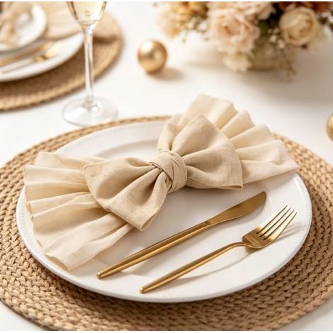 Lot de 30 serviettes de table en tissu lavables, 50 x 50 cm, beige (1/5)