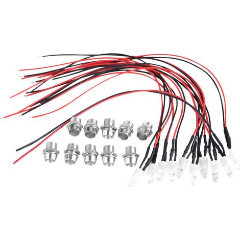 10 pièces LED 12V 8mm Pré-câblées Lumière Constante Ultra Brillante Claires Eau Ampoules (01) (1/5)