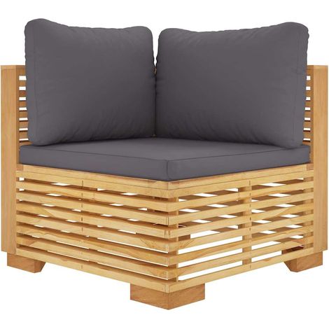 Maison Exclusive - Garten-Ecksofa mit Dunkelgrauen Kissen Massivh (1/5)