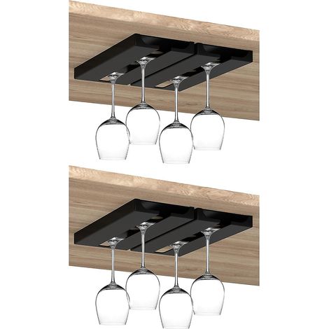 Weinglashalter – Unterbau-Stielglasregal, Weinglasaufbewahrungshaken – Schwarz – 4er-Set