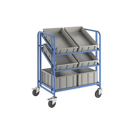 Carro con pisos con eurocajas  con 6 cajas  L x A x H 885 x 620