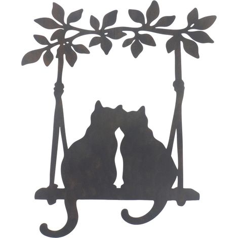 Adorno de pared gatos en columpio de metal marrón 70 cm (1/4)