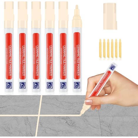 6 Stylo Joint Carrelage Beige 6 Rechange Imperméable Facilité d'Utilisation (1/5)