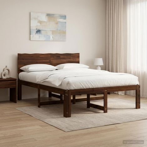 Cama doble con cabecero ROSTOCK Marrón Oscuro 120 x 190 cm (1/5)