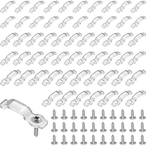 200 Stück LED-Neon-Befestigungsclips 10 mm 12 mm LED-Streifen-Befestigungsclips, Halterungen, Clips, durchscheinende Streifen mit 200 Schrauben (1/5)