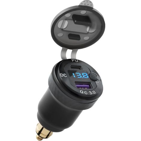 Schneller USB-C-Zigarettenanzünder-Ladeadapter mit LED-Voltmeter Wasserdichtes Autoladegerät für Mobiltelefone Dualer QC 3 0 Geeignet für 12V 24V 3.0 (1/5)