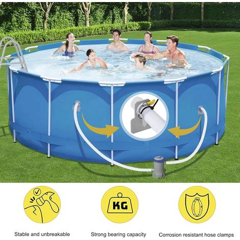 Support de tuyau d'arrosage pour piscine (30-38 mm)  Accessoires pour piscines hors sol avec protection anti-perforation et anti-déchirure, et système anti-traction pour câble.