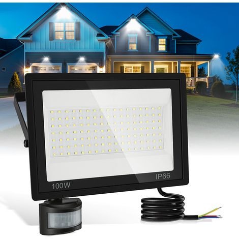 Jiubiaz LED Fluter mit Bewegungssensor 100W Außenbeleuchtung Scheinwerfer Strahler Kaltweiß