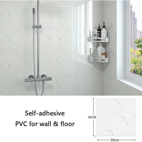 (Style 18, 10 pièces - 30x30cm) Stickers muraux en PVC, papier peint imitation carrelage céramique, imperméable, décoration de fond. (1/3)