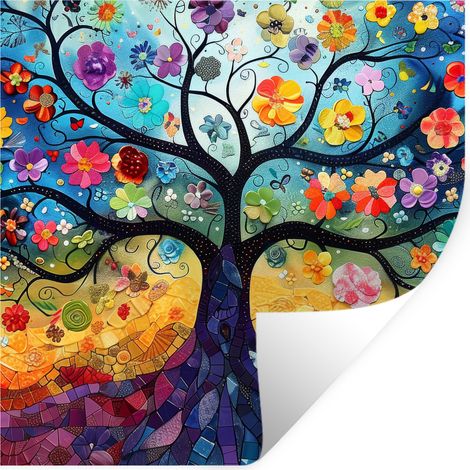 STICKER MURAL Art - Arbre de vie - Fleurs - Hippie 50x50 cm (1/5)