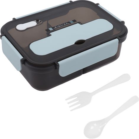 Bento-Box mit 2 Fächern, 1100 ml Fassungsvermögen, ideal für Mittagessen, Schule, Büro und Zuhause, Blau (1/5)