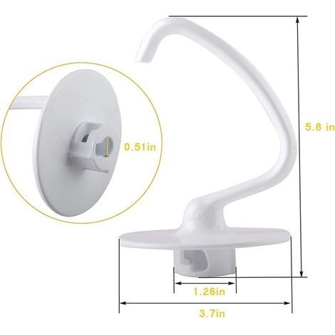 Ersatz-Knethaken kompatibel mit KitchenAid K45, K45SS und KSM90 4,5-QT-Küchenmaschinen mit kippbarem Motorkopf, Brothaken-Aufsatz (1/4)