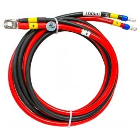 Câble de connexion batterie onduleur 2x 100 cm 16 mm² – Cuivre flexible multifilaire – Tension 750 V – Isolation PVC rouge (1/3)