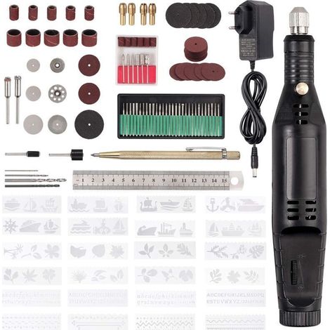 130-Piece Electric Rotary Tool Kit, Ergonomic Handle with 30 Grinding Needles (1/4)