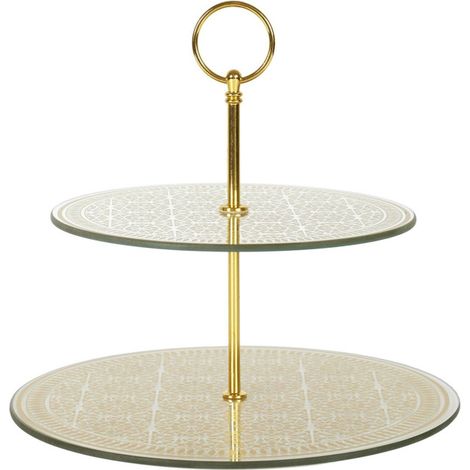 Plateau de Présentation 2 Niveaux "Verre" 25cm Doré (1/3)