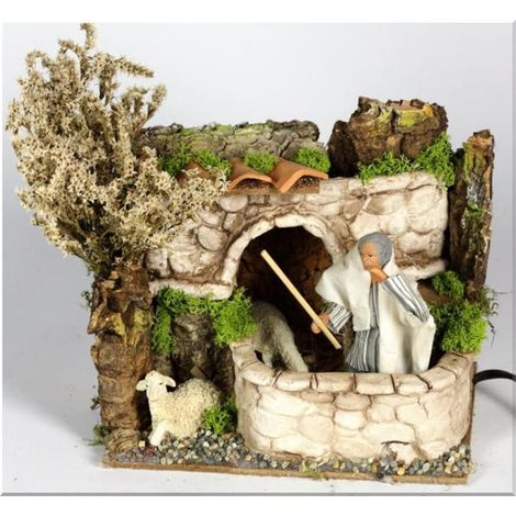 10935 Pecoraio a movimento cm. 20x14x18 - PERSONAGGIO PRESEPE NATALE