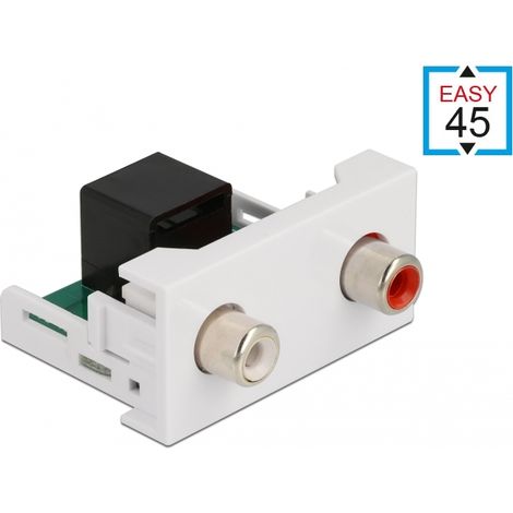 Delock MÃ³dulo Easy 45 2 x puerto RCA hembra a puerto RJ45 hembra 22.5 x 45 mm