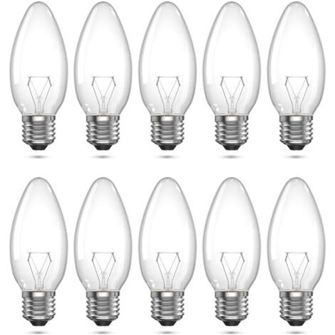 Ampoule Bougie Halogène E27 40W C35 Transparente Dimmable Blanc Chaud 2700K 220V Convient pour Salon, Chambre à Coucher, Salle à Manger ou Applique Murale Pack de 10 (1/5)