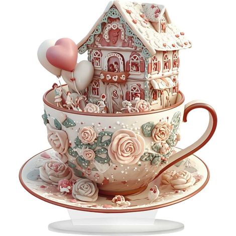 Teacup - Acrylic Decorative Ornament - Valentine S Day Wedding Table Centerpiece - Pink - 25 X 22 7 X 0 3 Cm - 1 Piece (1/5)