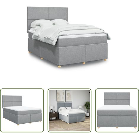 vidaXL Matelas à ressorts ensachés -  Sommier à lattes de lit avec matelas Gris clair 140x190cm Tissu (1/5)