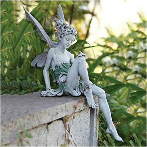 Statue de fée Assise, Ornement de Jardin en résine Artisanat aménagement paysager décoration de Cour Parfaite Vacances/Cadeau d'anniversaire() (1/4)