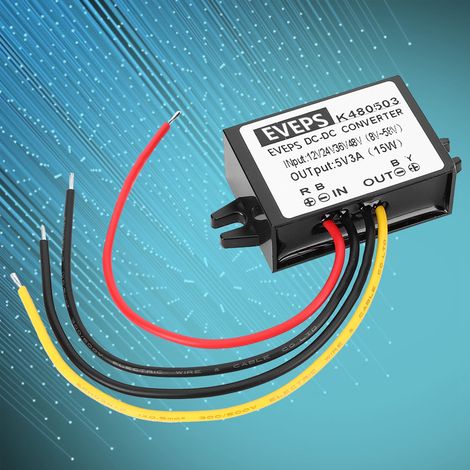 DC-DC 12V/24V/36V/48V auf 5V 3A Abwärtswandler-Netzteilmodul (1/5)
