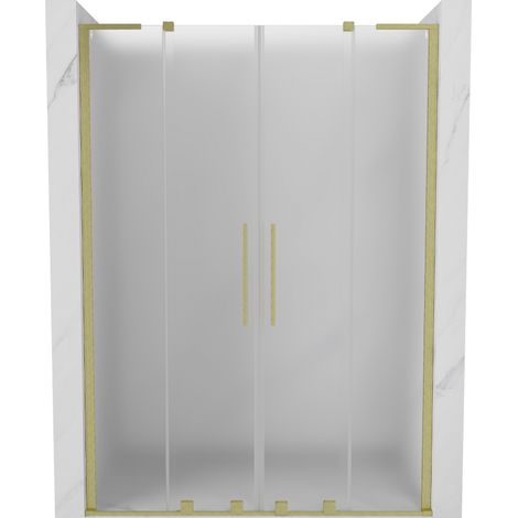 Mexen Velar L Duo Schiebetür Duschwand 150 cm, Mattglas, gebürstetes Gold - 871-150-003-32-55 (1/5)