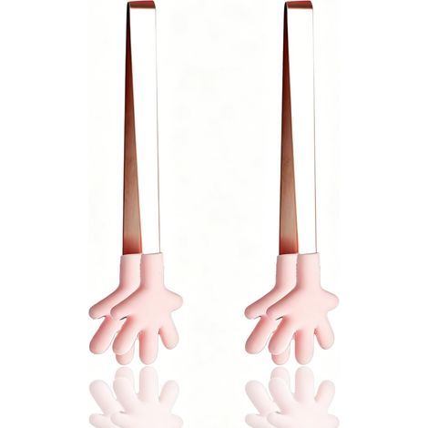 Lot de 2 mini pinces, petite pince de service en acier inoxydable avec embouts en silicone, gadgets de cuisine amusants en forme de main en forme de cœur pour servir des aliments, (Forme de palmier (1/5)