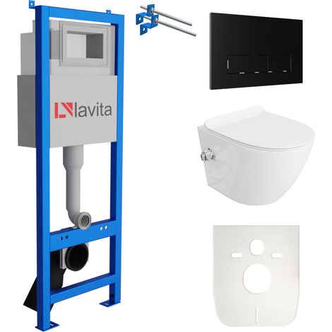 LAVITA WC Set mit Vorwandelement, Wand-WC und Spülknopf (1/5)