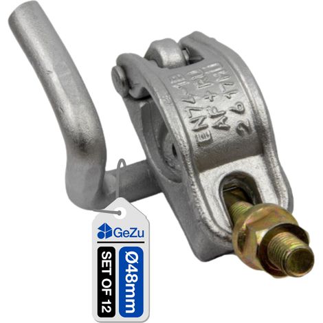 Lot de 12 Coupleurs d’échafaudage galvanisés à chaud 48 x 48 mm – Serre-joints robustes pour tuyaux acier construction – GeZu Impex