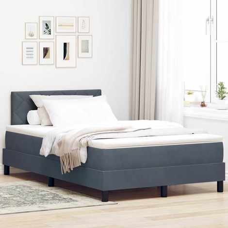 LED Boxspringbett mit Matratze Dunkelgrau 120 x 200 cm Samt
