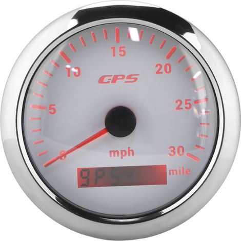 Compteur de vitesse GPS 3,3 pouces, vitesse de 0 à 30 mph, rétroéclairage couleur, étanchéité IP67, pour voiture, camping-car, bateau, yacht, cadran blanc (1/5)