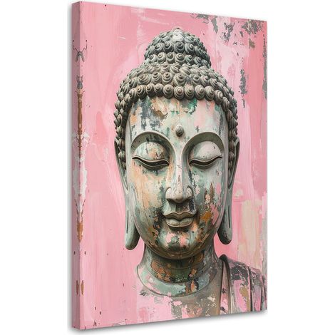 Tableau déco Bouddha rose Zen Spa Bambou 60x90 (1/4)
