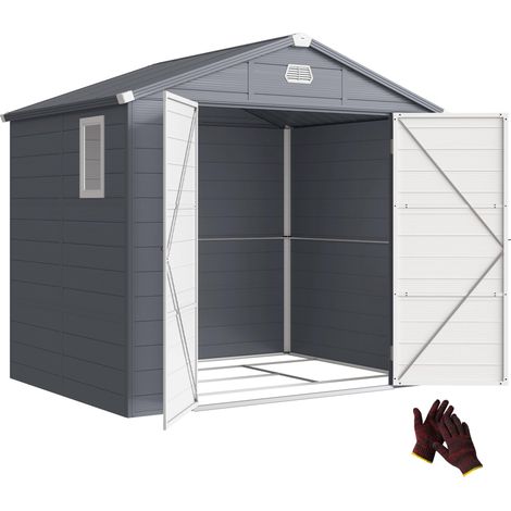 Abri de rangement, Abri de jardin, Cabane de rangement avec Lüftungsfenster, Kunststoff, Métal, 240 x 190 x 180/228, gris