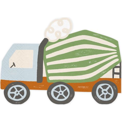 Lot de 20 serviettes de table bétonnière véhicule chantier camion béton mixer vaisselle de fête d'anniversaire enfant chantier véhicules anniversaire enfants (1/5)